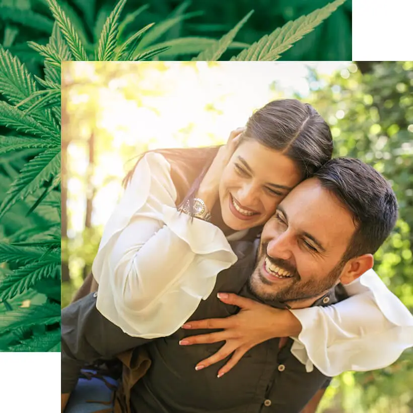 medical cannabis and happy couple